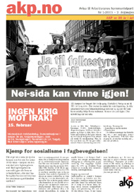 Forsida til avisa akp.no nr 1, 2003