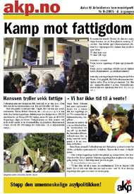 Forsida til avisa akp.no nr 8, 2005